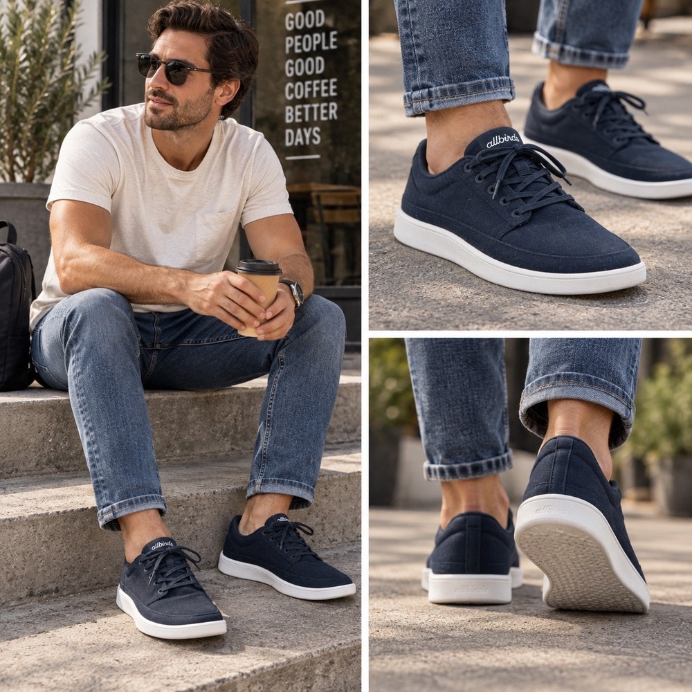 Allbirds Canvas Pipers Mens Black White‎ Low Top Sustainable Sneakers Shoes